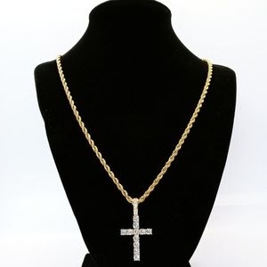 14kt gold filled rope with iced cross pendant